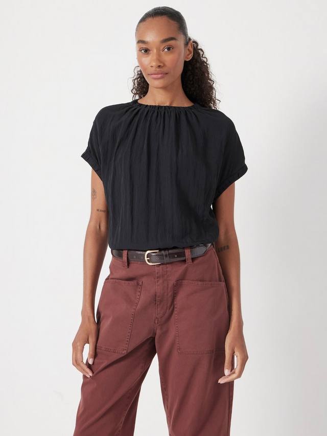 

Топ с воротником-гольф и сборками из вискозы LENZING ECOVERO HUSH, Black