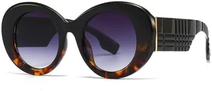 

Винтажные круглые солнцезащитные очки в разноцветную полоску 2026 года для женщин и мужчин, модные большие солнцезащитные очки для женщин MTZJH, Leopard Gray3179