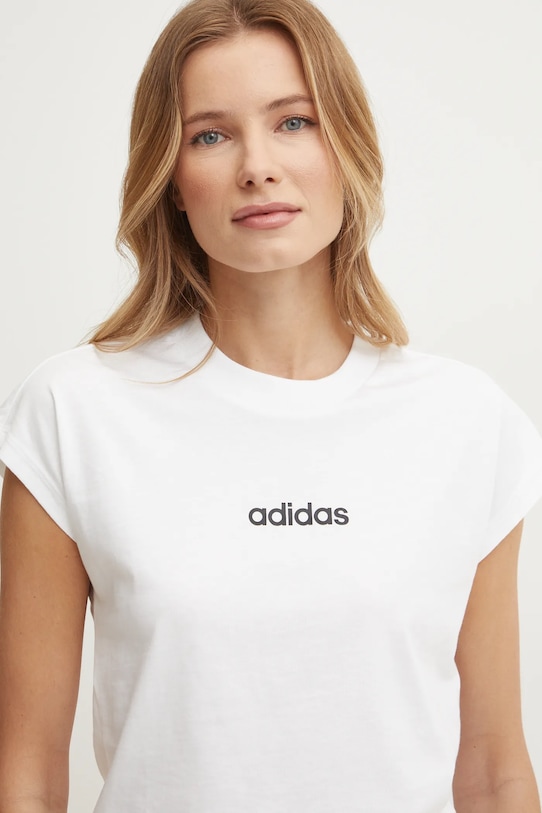 Футболка Essentials Linear из хлопка Adidas, бежевый — фото 4