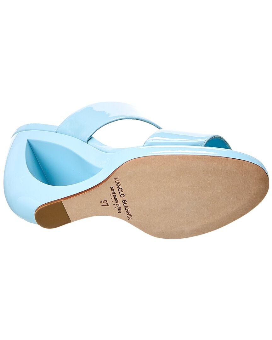 

Лакированные босоножки на танкетке Manolo Blahnik Welli 105, синий