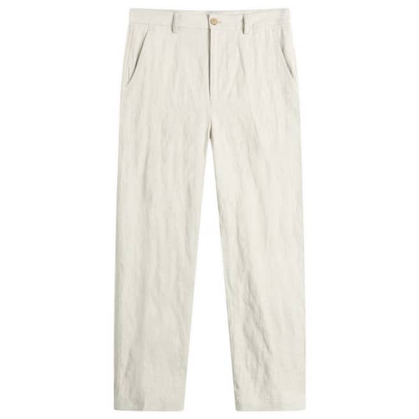 

Брюки из хлопка и льна в елочку Dries Van Noten, off белый