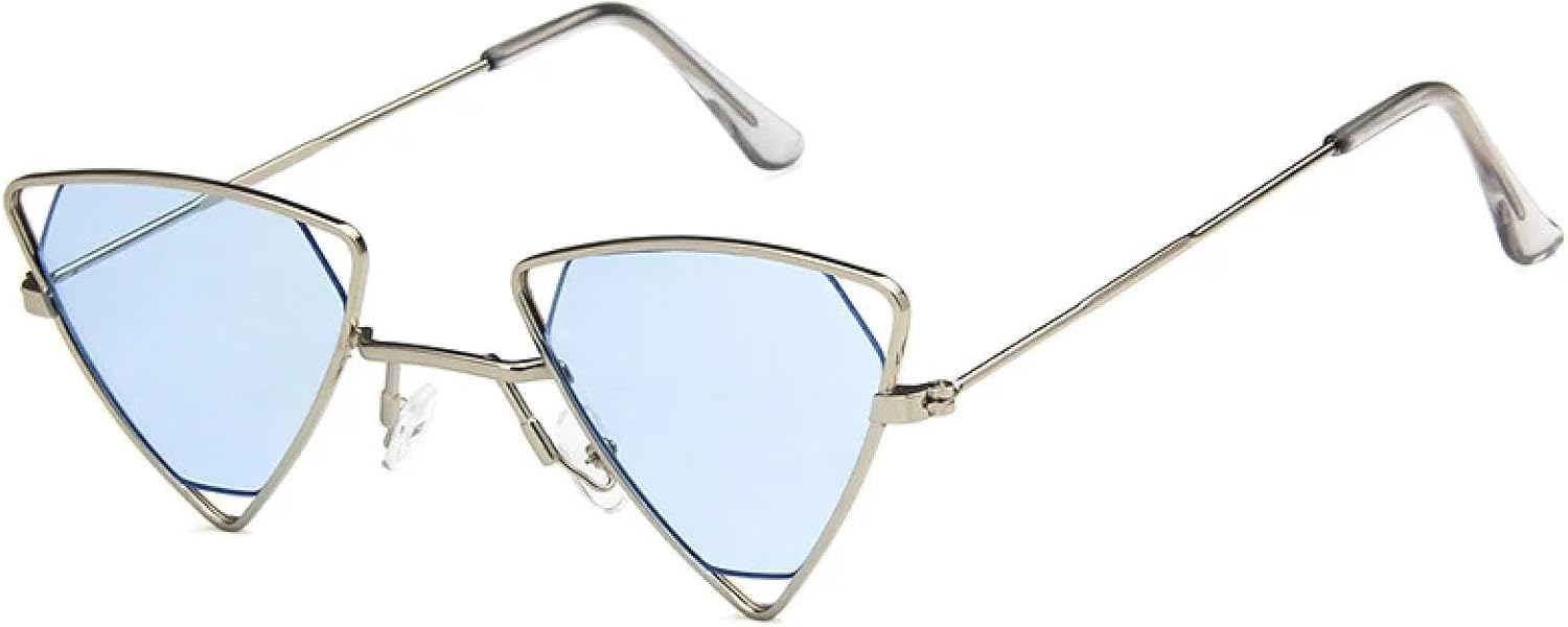 

Ретро-очки для мужчин небольшого размера с полой оправой, модные солнцезащитные очки для женщин в металлической оправе с защитой от УФ-излучения UV400 TKKTLLT, Silver Blue