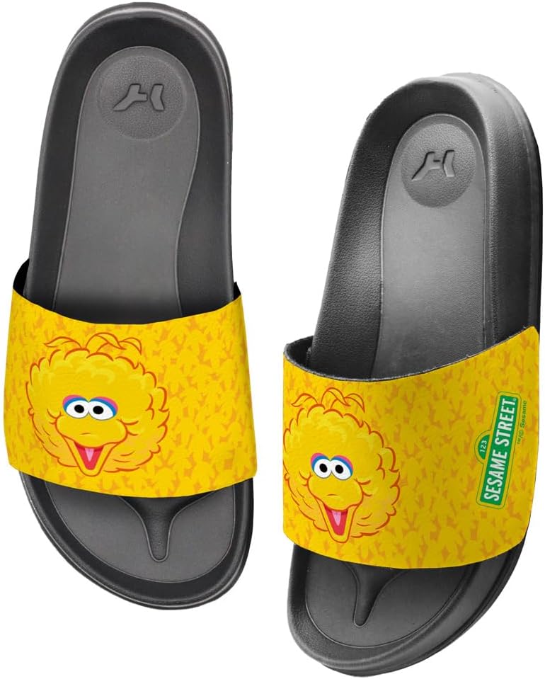 Сандалии-шлепанцы Popfunk Sesame Street Big Bird Face унисекс для взрослых, официально лицензированы Hypd Slydr Switch, черный — фото 3
