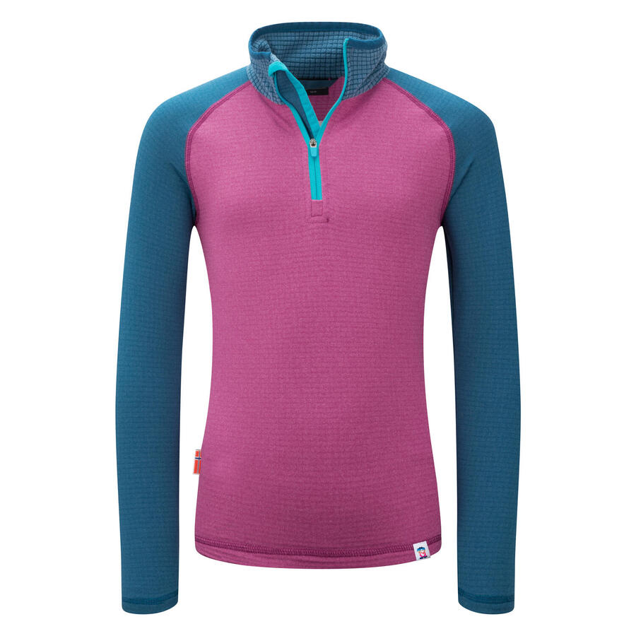 

TROLLKIDS Детская функциональная рубашка Rauland светло-ягодная/мадейра синяя/тёмно-бирюзовая