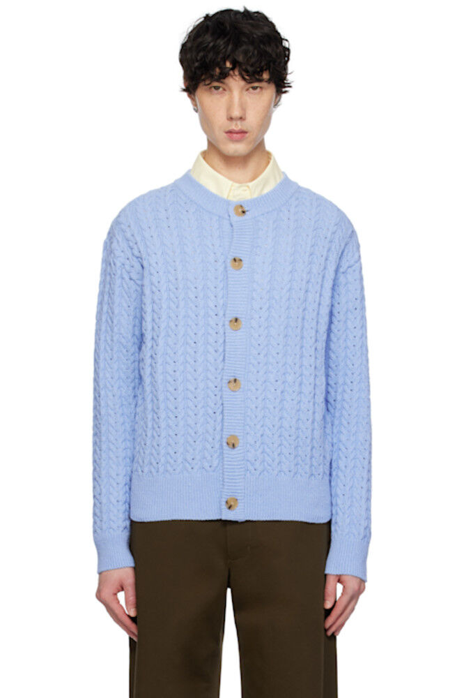 

Синий вязаный кардиган Ernest Cable Knit AFTER PRAY