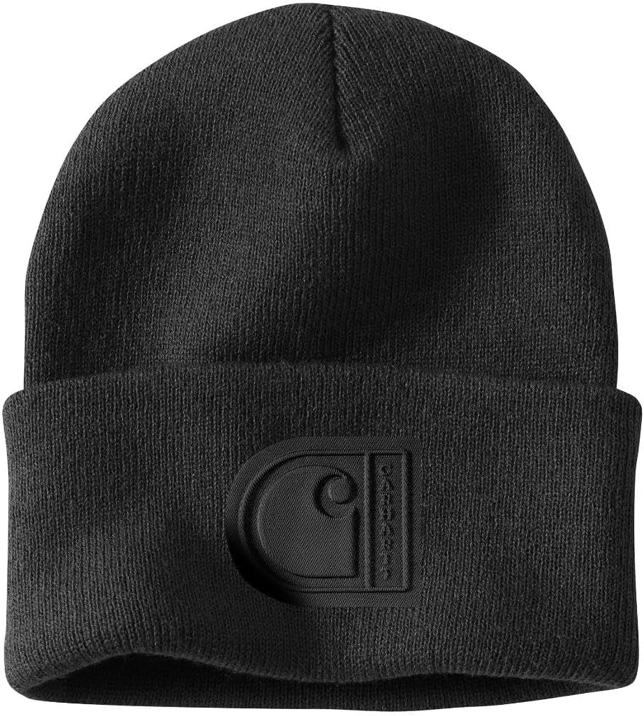 

Carhartt мужская вязаная шапка с манжетом и нашивкой C, Black