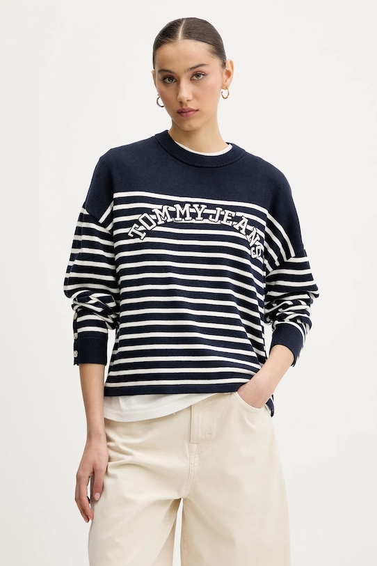 

Хлопковый свитер Tommy Jeans, темно-синий