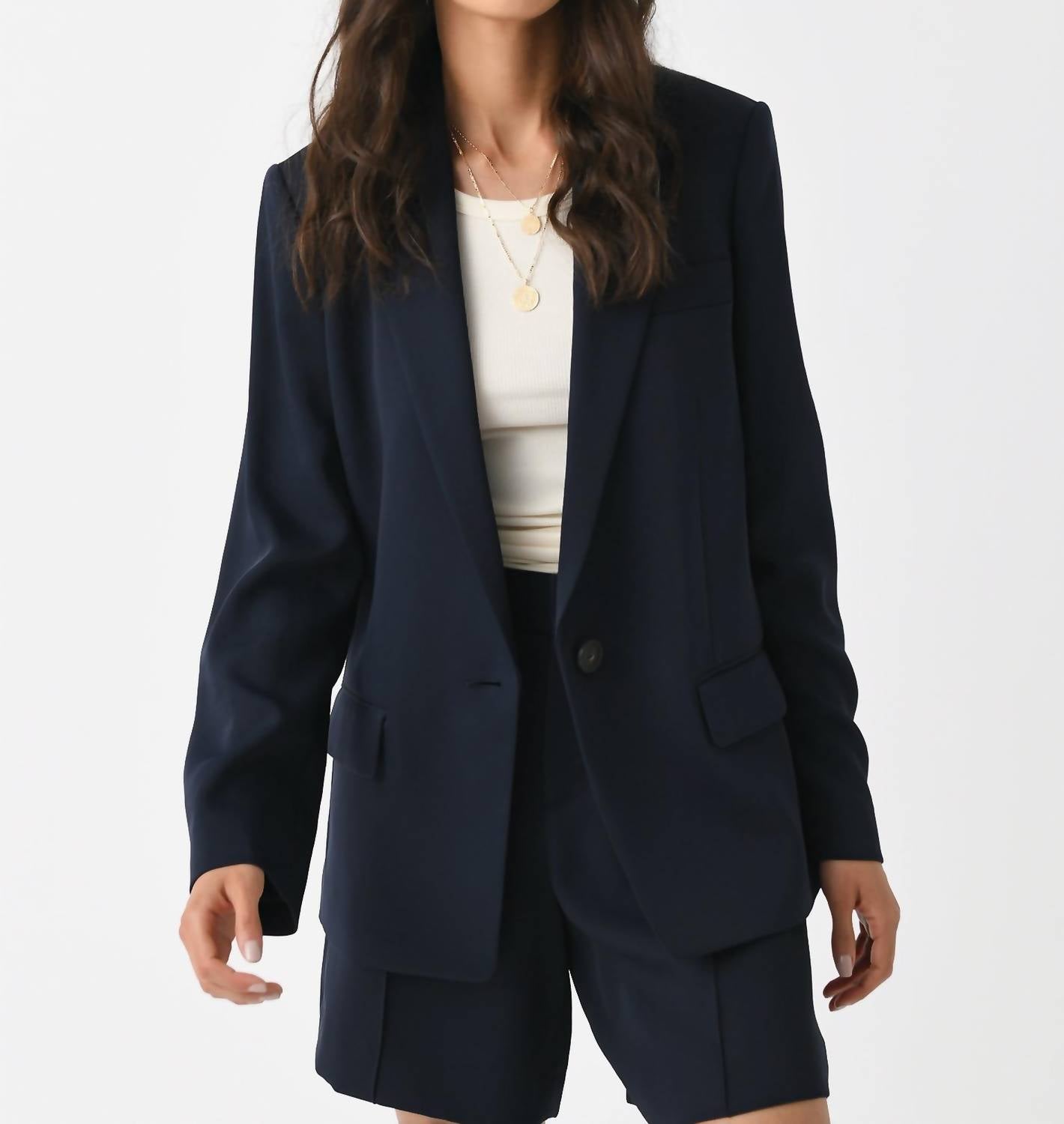

Мягкий однобортный пиджак цвета Coastal Blue Vince