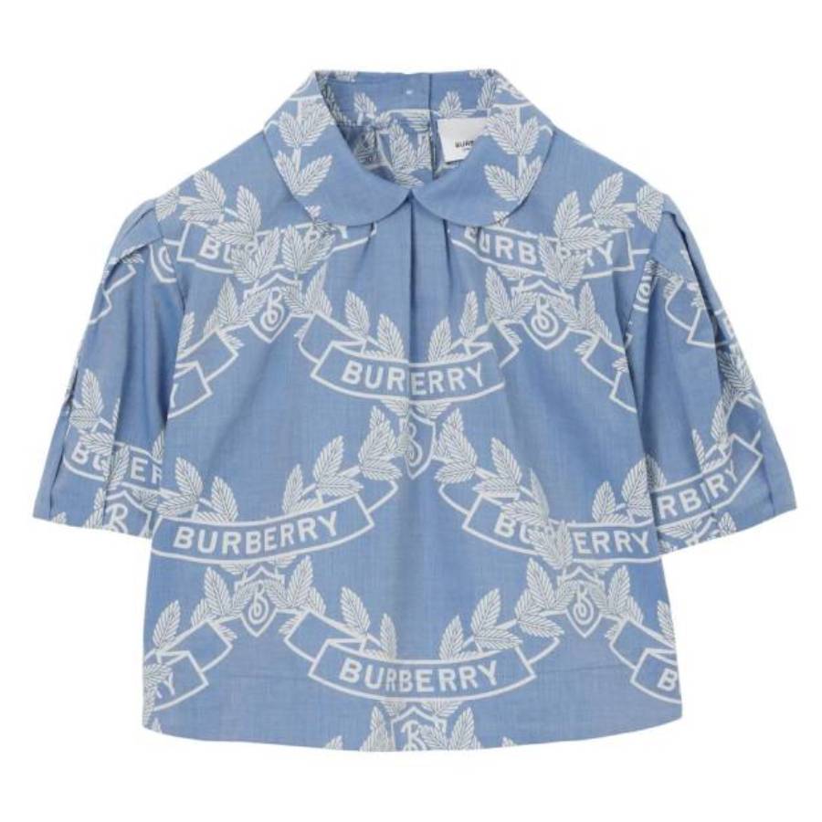 

Burberry Kids Рубашка из шамбрея с принтом в виде дубового листа, мультиколор