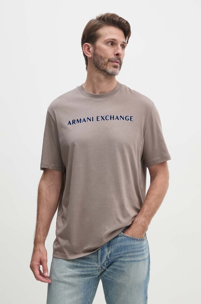 

Хлопковая футболка Armani Exchange, бежевый