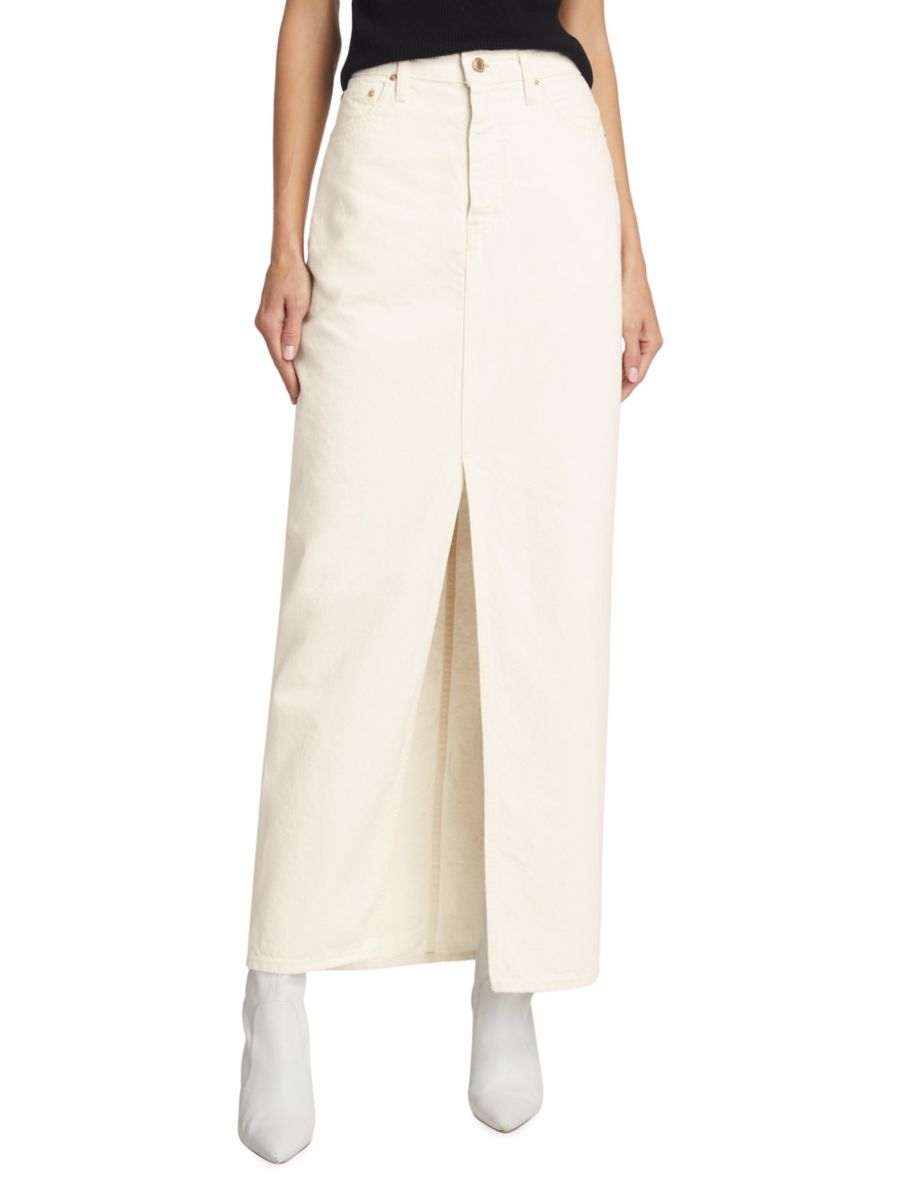 

Юбка макси из денима с высокой талией Lu Derek Lam 10 Crosby, слоновая кость