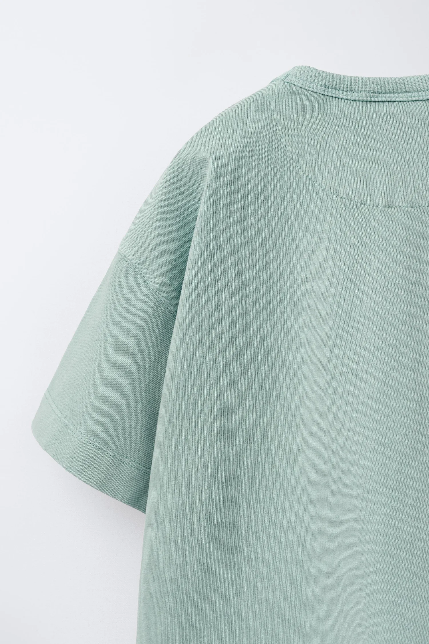 Однотонная футболка, окрашенная методом глажения Zara, зеленый — фото 4