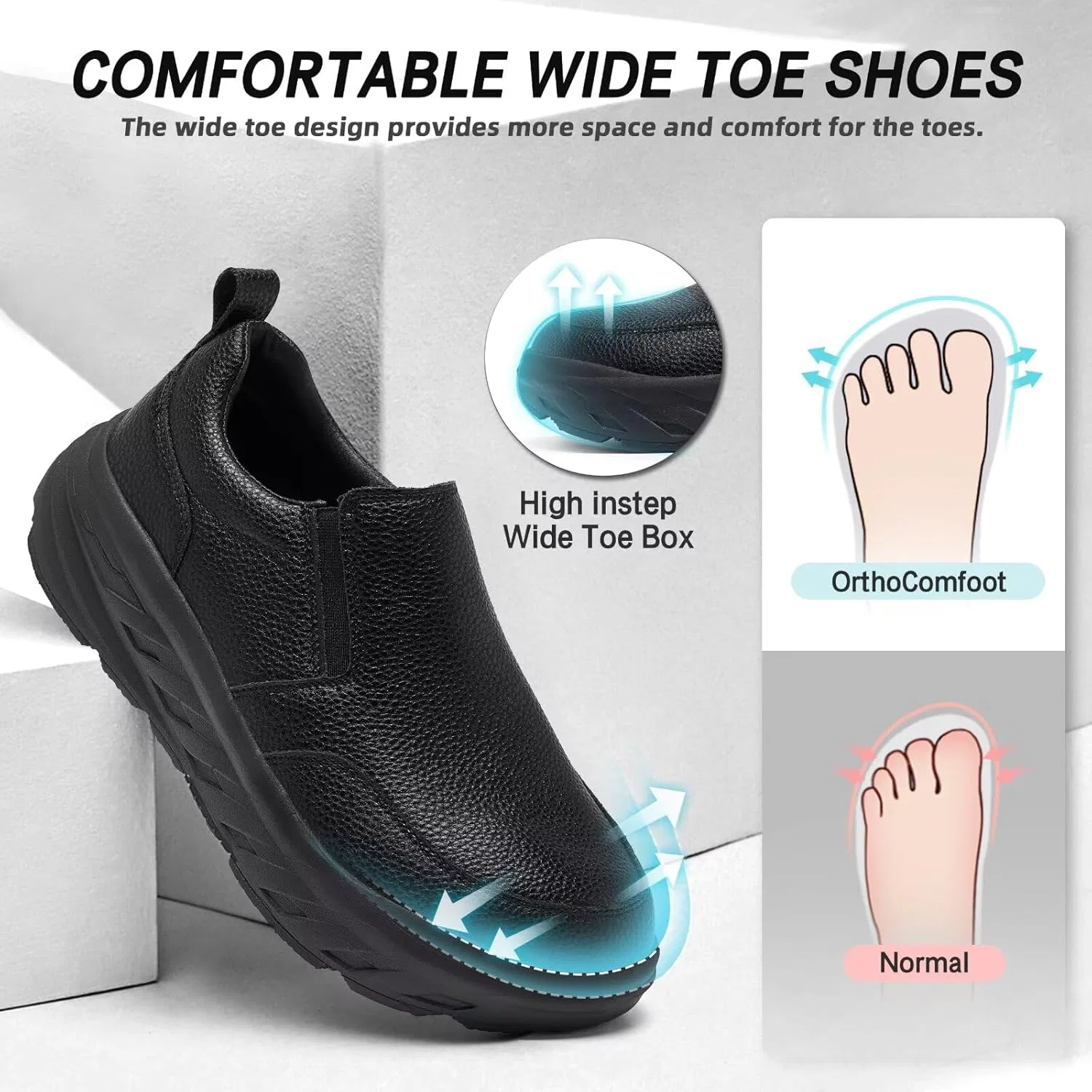 Лоферы ортопедические с поддержкой свода стопы, черный OrthoComfoot — фото 3