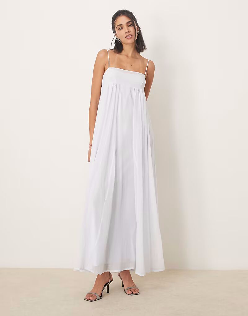 

Платье-трапеция макси ASOS DESIGN из шифона с многослойным бюстом и лифом-карандашом ледяного синего цвета