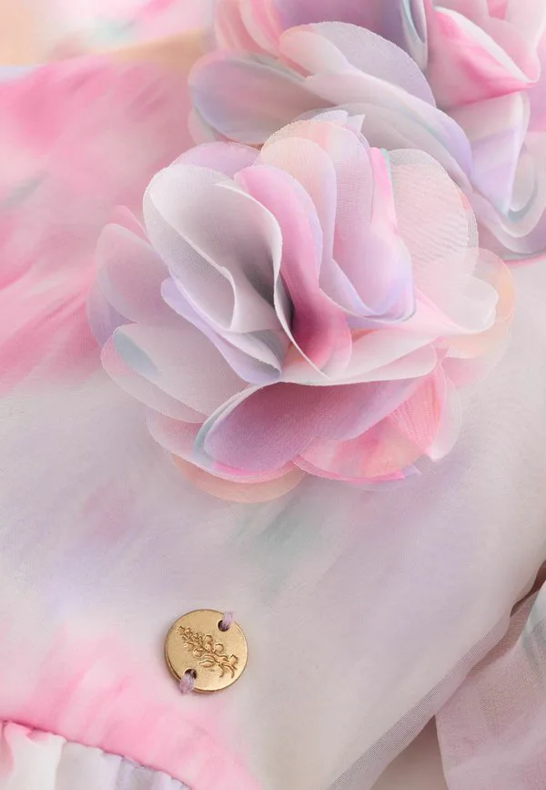 Платье-Корсаж из органзы с декоративными складками, прямого кроя. Laura Ashley, Pink Garden Roses Blurred — фото 3