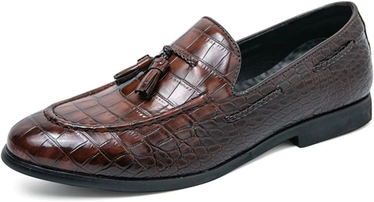 Лоферы мужские на кожаной подошве, Stone Grain Leather, без бренда, модель без названия, коричневый Boaobaihuo