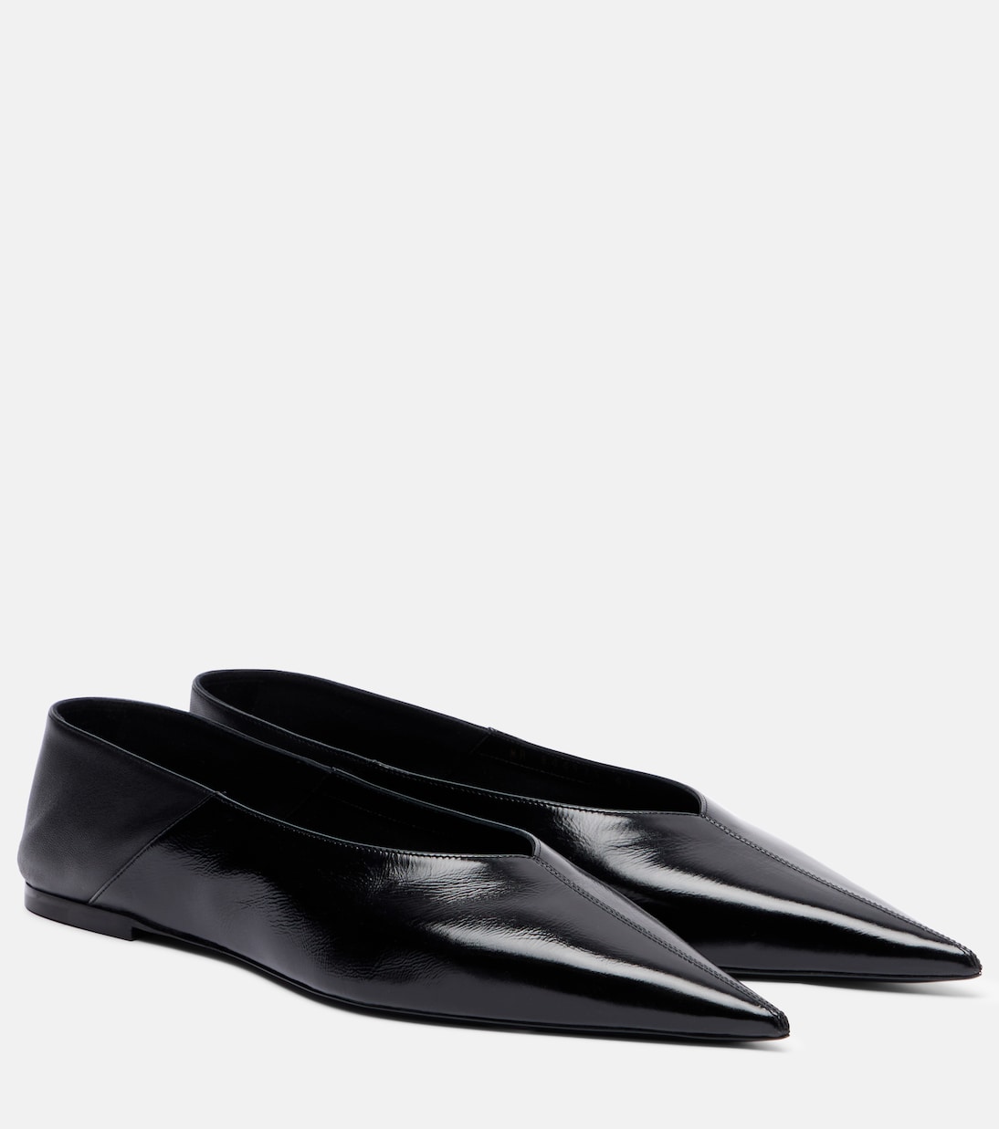 Балетки Carolyn из кожи Saint Laurent, Noir/ Noir