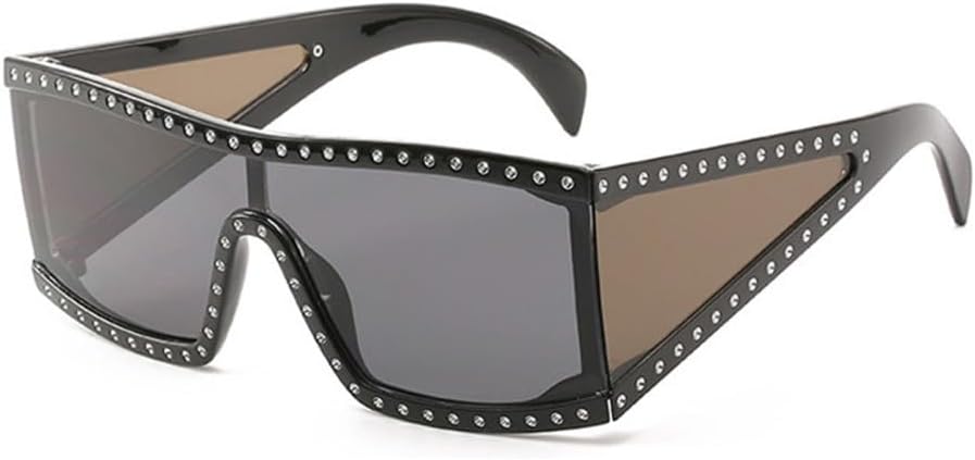 

Солнцезащитные очки с бриллиантами для женщин, большие хрустальные солнцезащитные очки в винтажном стиле с плоской верхней частью, защита от ультрафиолета UV400 MTZJH, 1