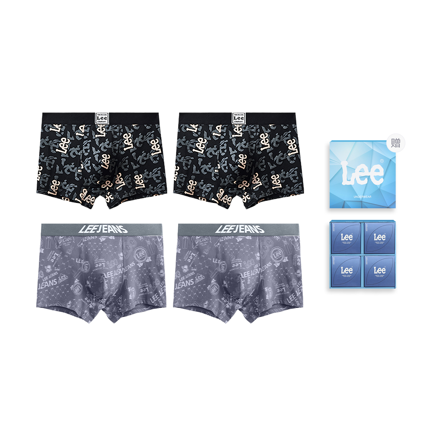 

Подарочные боксы Galaxy Underwear для мужчин, набор из 4 штук Lee, темно-серый