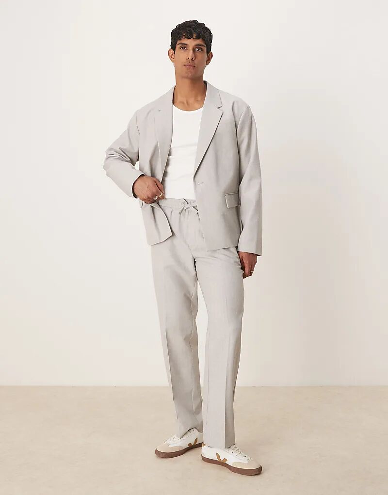 

Брюки ASOS DESIGN из льна серого фактурного кроя