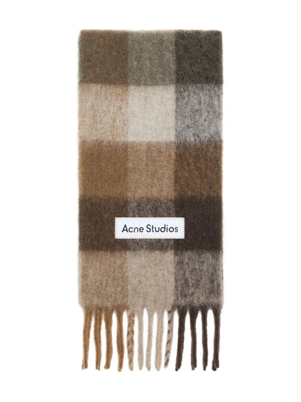 

Клетчатый шарф с бахромой Acne Studios, коричневый