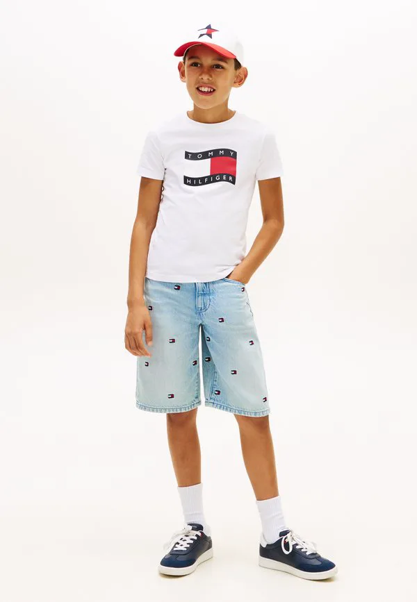 Футболка с круглым вырезом и принтом в виде волнистого флага Tommy Hilfiger, White — фото 2
