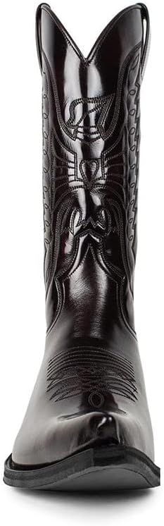Ковбойские ботинки XBTEVUDAK Western Vintage с квадратным носком, массивным каблуком и заостренным носком, с простроченной кожей, мужские деревенские ботинки, средние по голенище, коричневый — фото 3