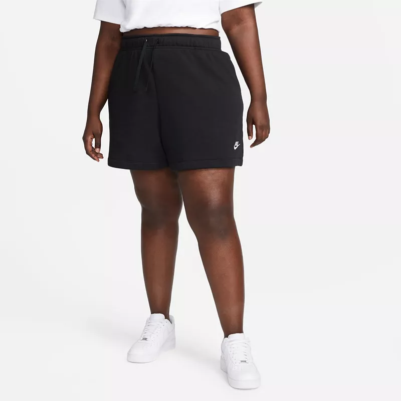 Женские флисовые шорты Nike Sportswear Club со средней посадкой (большие размеры), черный — фото 3