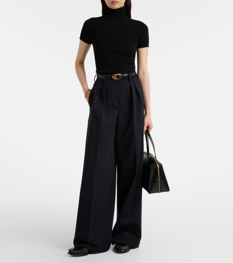 Брюки из шерсти и хлопка с плиссировкой Molo Max Mara, Blue Navy — фото 2