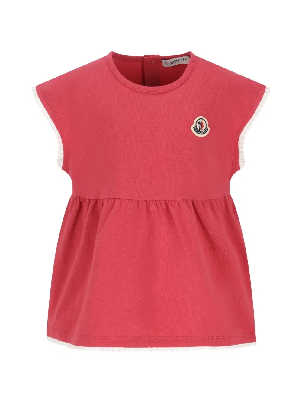 Футболка с баской и отделкой крючком Moncler Enfant, розовый