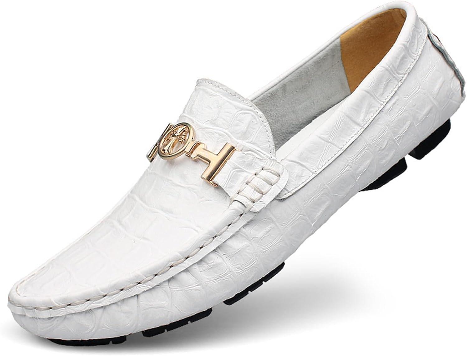 

Мужские мокасины из натуральной кожи, модные слипоны, повседневная обувь, удобные дышащие мужские туфли для вождения Abborora, белый