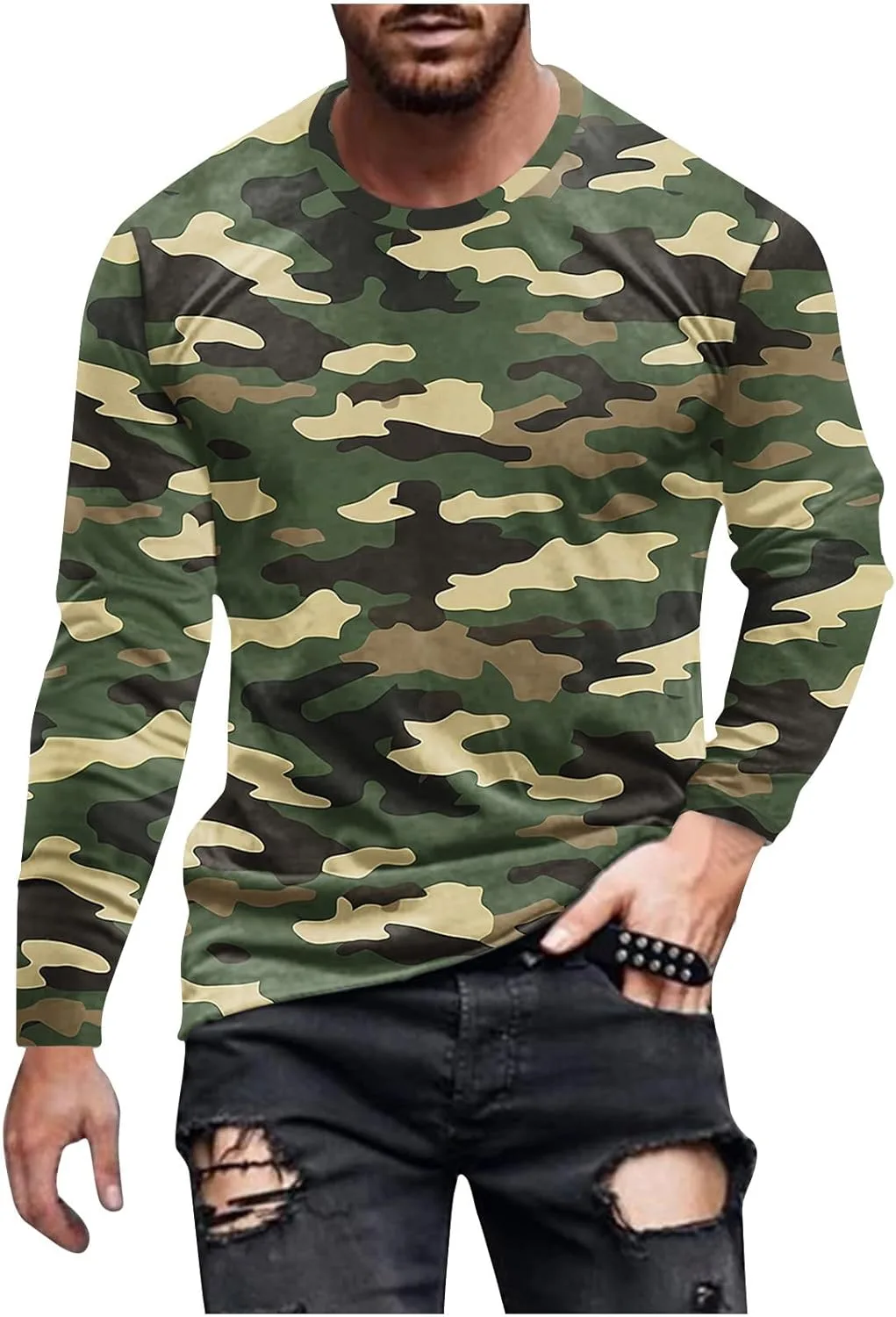 

Мужская футболка Big and Tall с длинным рукавом и камуфляжным принтом Muscularfit