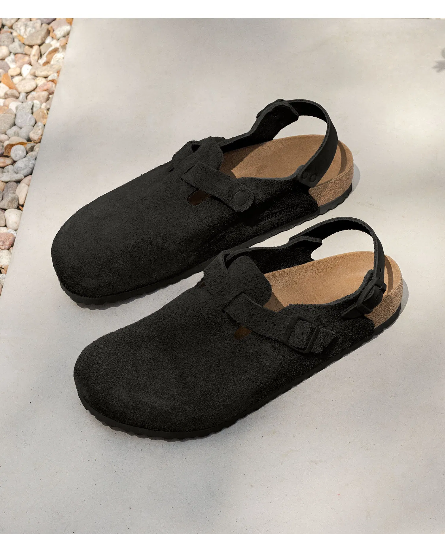 Мужские замшевые сандалии Birkenstock Tokio с ремешком чёрные