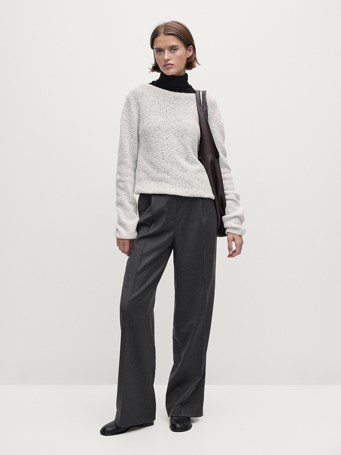 

Шерстяные брюки со складками Massimo Dutti, серый