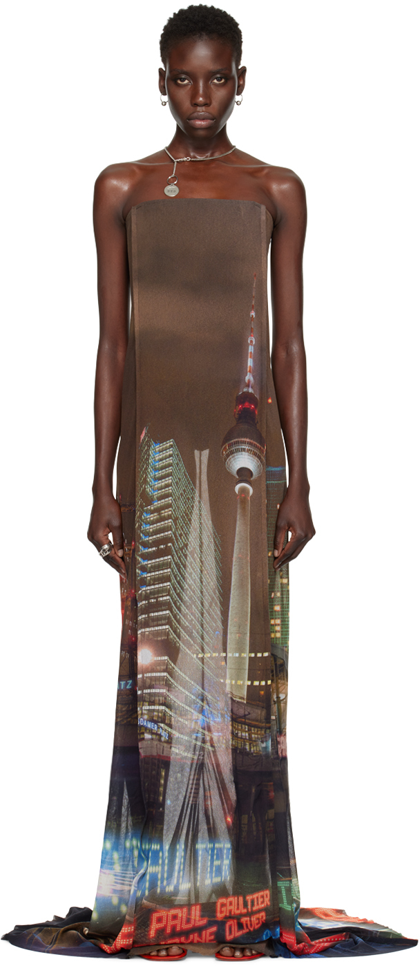 

Коричневое платье макси Shayne Oliver Edition Jean Paul Gaultier