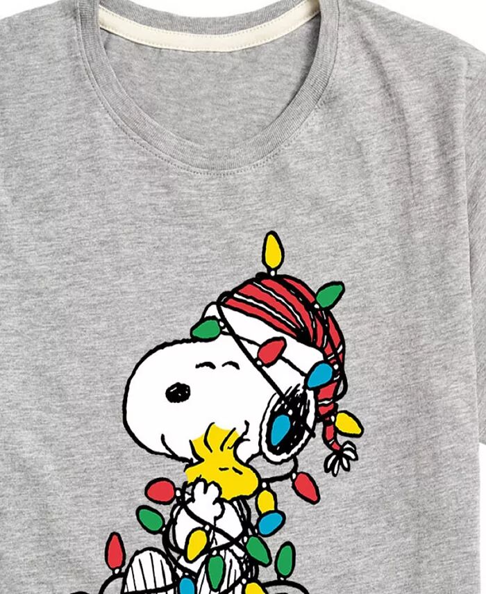 Футболка с графическим принтом Big Boys Peanuts Snoopy Lights Hybrid, серый — фото 3