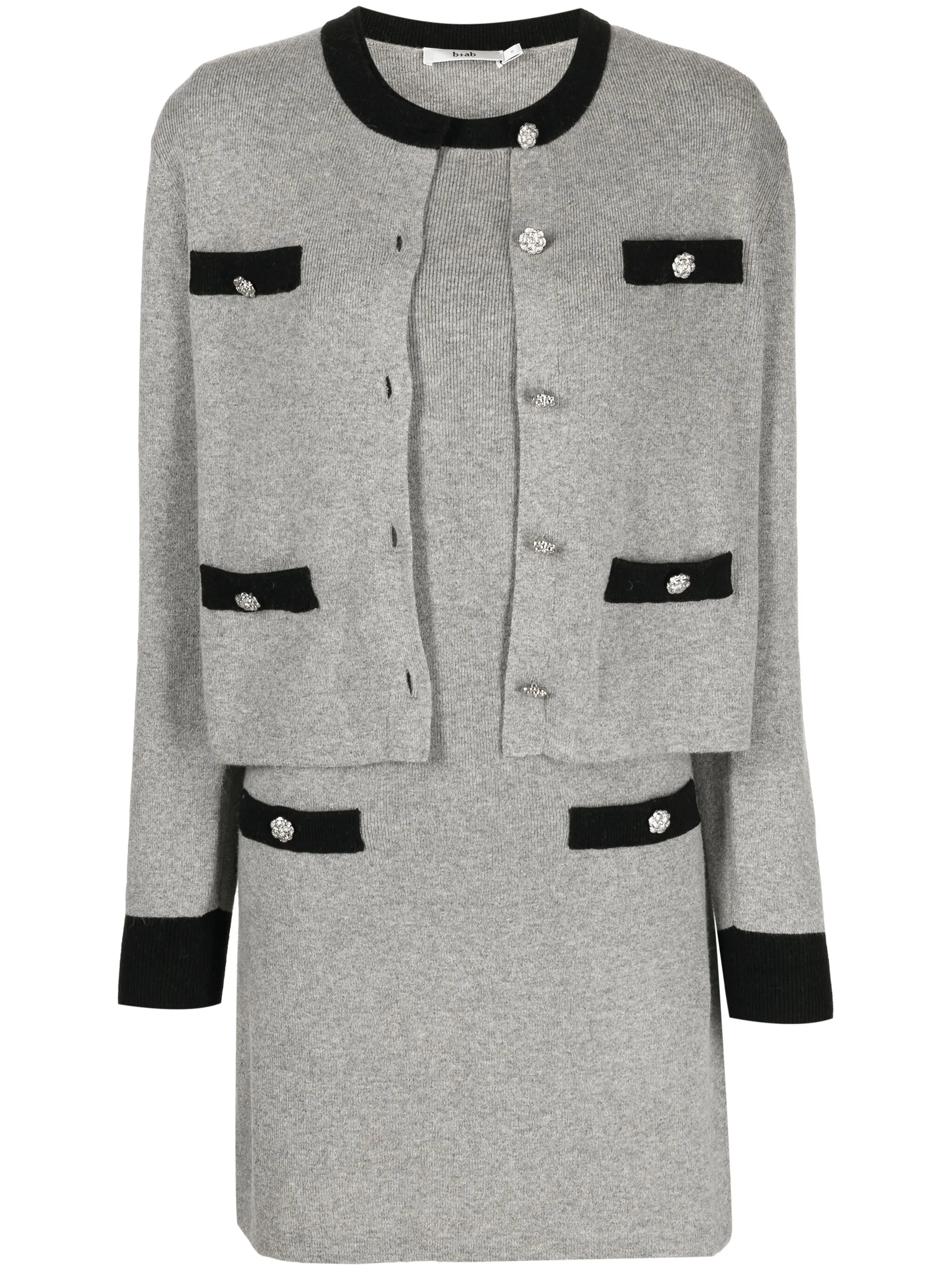 

Костюм с юбкой и кристаллами B+Ab, серый