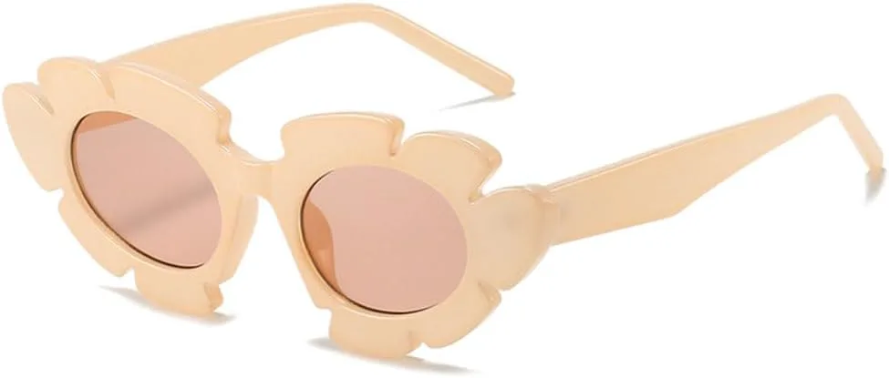 

Модные солнцезащитные очки «Кошачий глаз» ярких цветов для женщин, ретро-очки в форме цветка для мужчин, трендовые солнцезащитные очки UV400 generic, Champagne