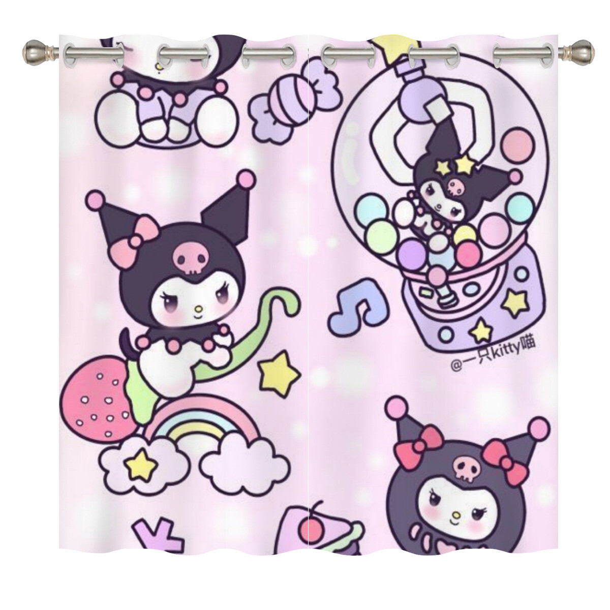 

Шторы плотные Cuytrr Kuromi, светло-розовый