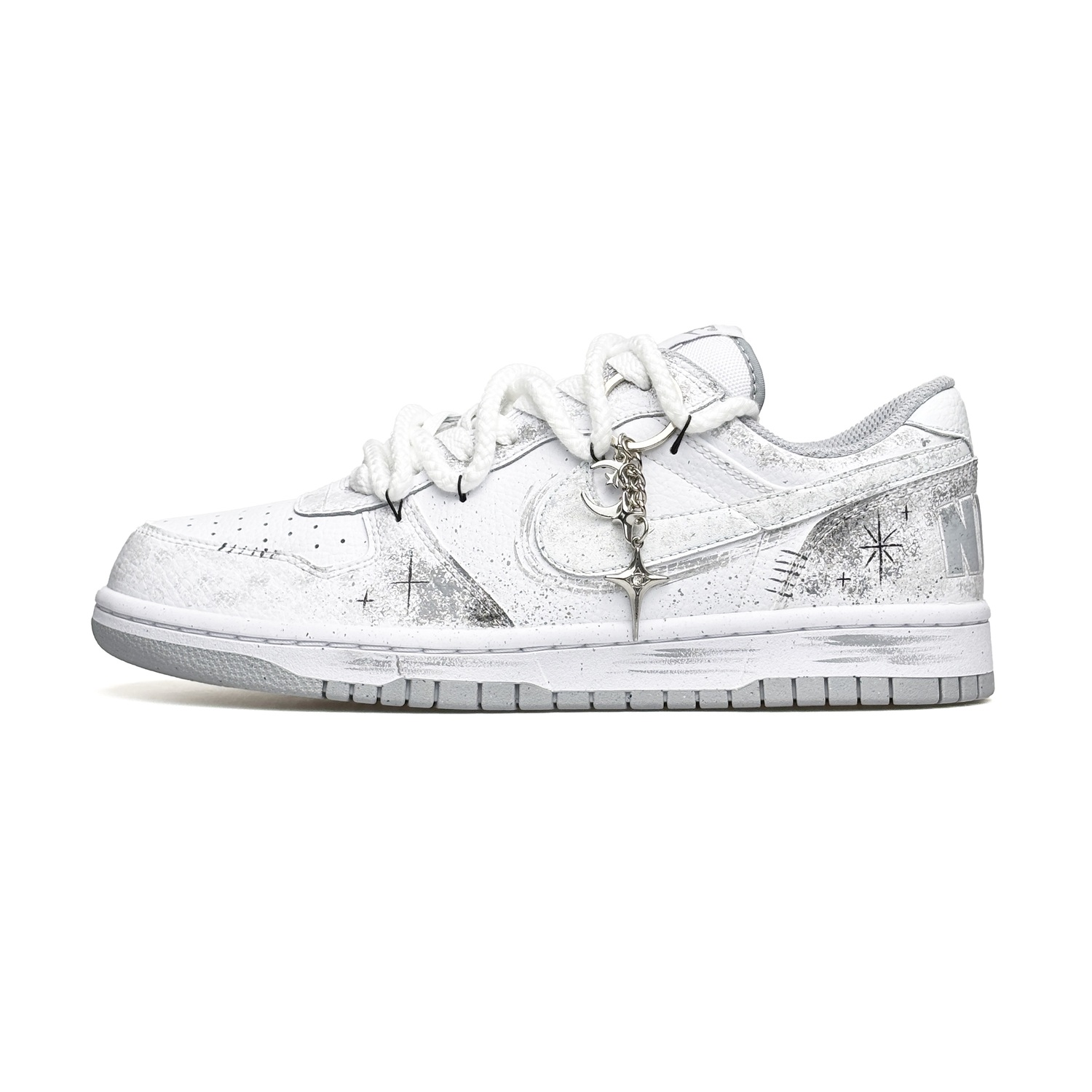 Nike Туфли для скейтбординга dunk wao устойчивые к истиранию увеличивающие рост низкие мужские белые серые — фото 4