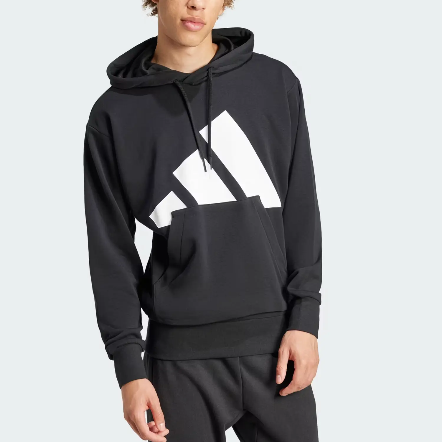 Худи French Terry с большим логотипом Essentials Adidas, черно-белый — фото 4