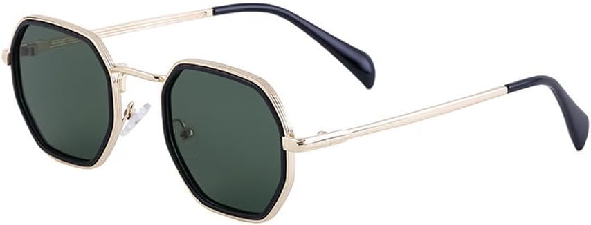 

Женские солнцезащитные очки Polygon класса люкс, модные серебристые зеркальные очки с защитой от УФ-излучения UV400, мужские солнцезащитные очки в металлической оправе TKKTLLT, Golden Dark Green