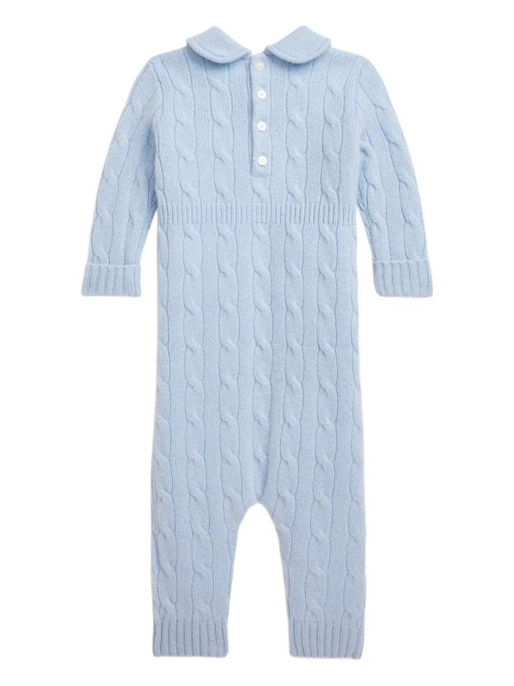 Кашемировый ромпер фактурной вязки POLO RALPH LAUREN KIDS, синий — фото 2