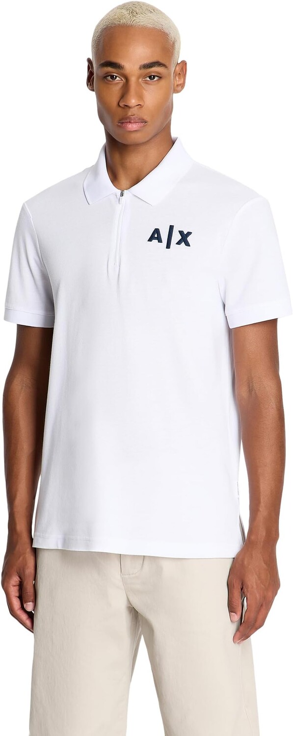 

Рубашка-поло AX Logo Zipper Polo Armani Exchange, белый
