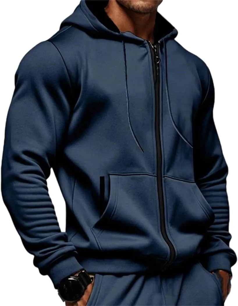 

Мужская толстовка с капюшоном на молнии, утепленная, для осени и зимы