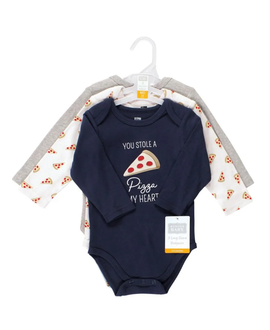 Хлопковые боди с длинными рукавами, комплект из 3 штук Hudson Baby, Pizza — фото 2