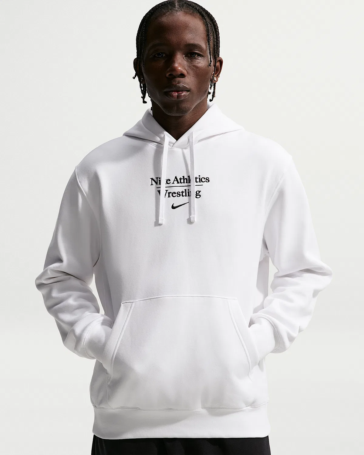 Мужская толстовка с капюшоном Nike для борьбы, White