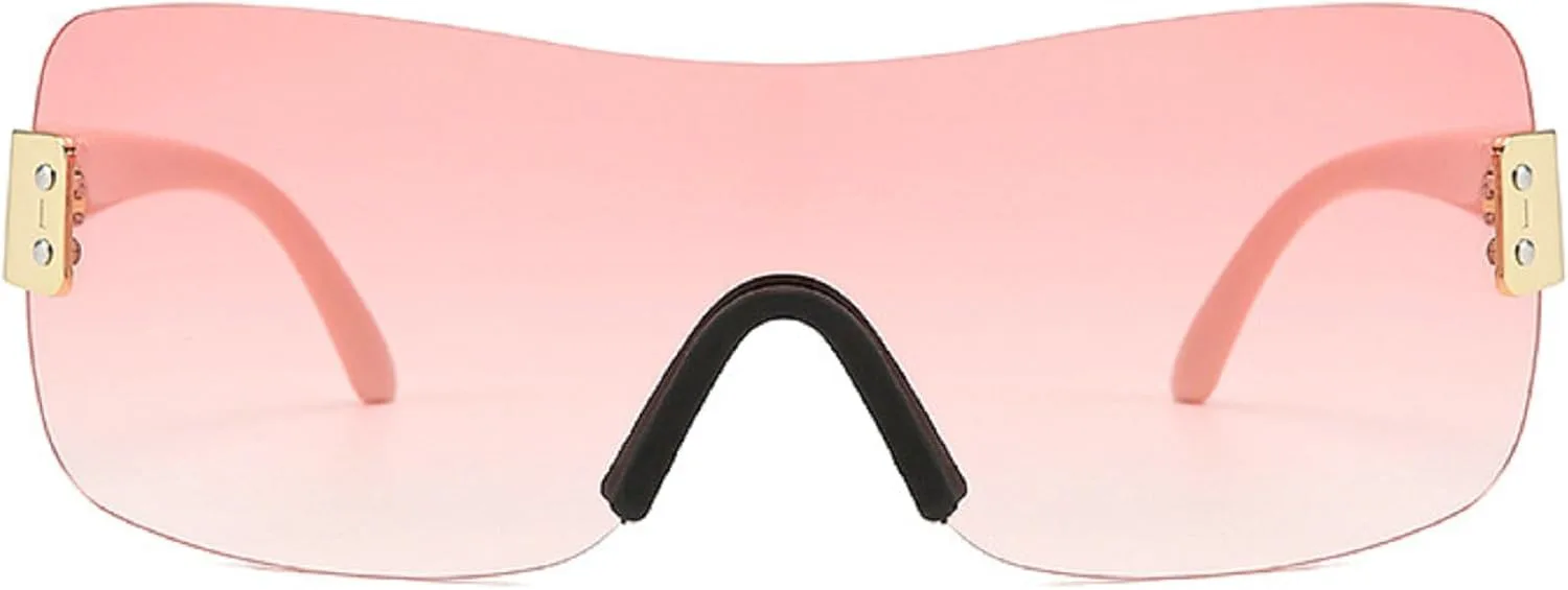 

Женские цельные солнцезащитные очки, летние, большие, в стиле Y2K, квадратные, солнцезащитные очки-щитки для активного отдыха, с защитой от УФ-излучения mincl, Pink