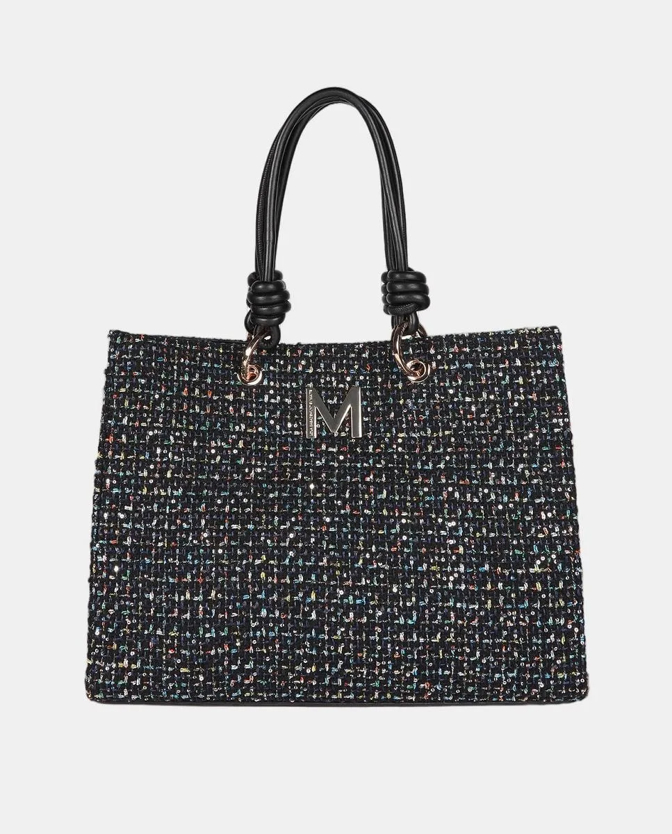 

Твидовая сумка с ручками под кожу Lola Casademunt, черный