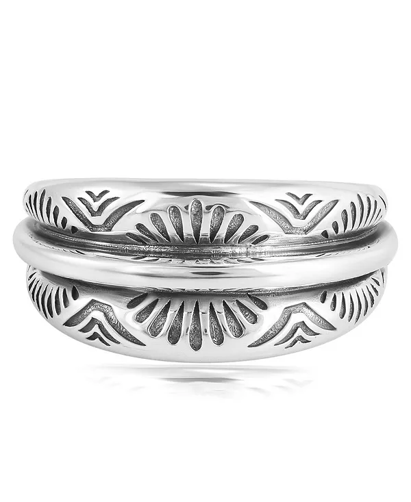 

Кольцо-Веер из стерлингового серебра с гравировкой, размер 7 American West Jewelry, silver